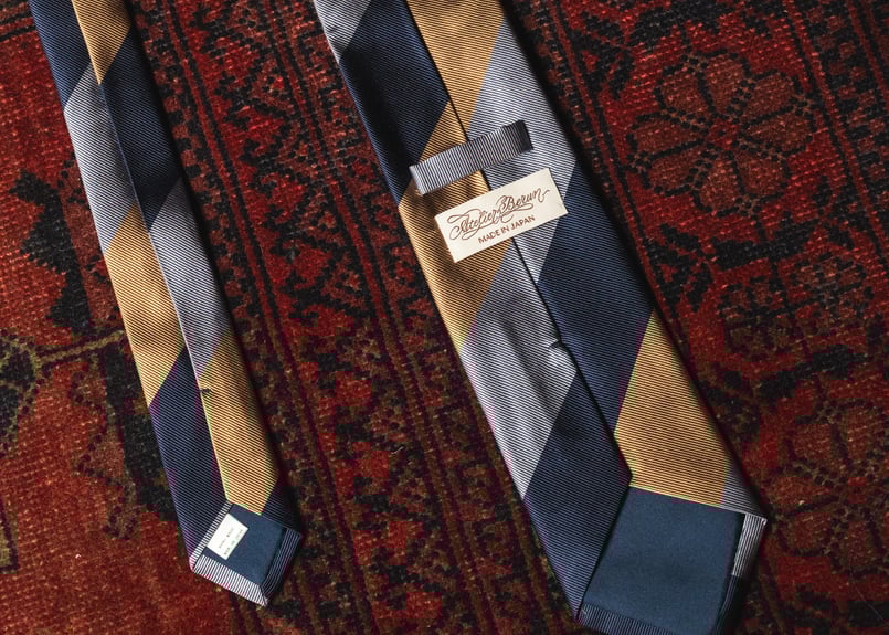 ネイビー・スカイブルー・ベージュ レジメンタルタイ | Atelier BERUN