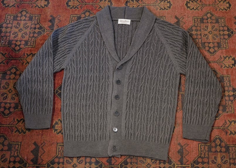 varde77 100%woolグレー系 ニットカーディガン Perfect Suit FActory カーディガン バイカラー ニット