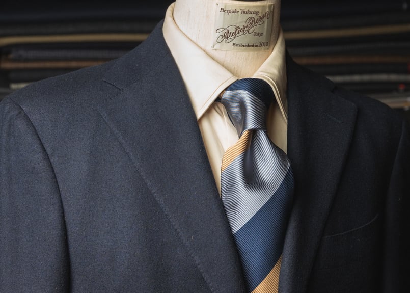 ネイビー・スカイブルー・ベージュ レジメンタルタイ | Atelier BERUN