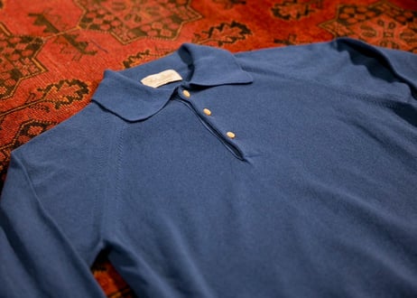 【Smoke Blue】BERUN ロングニットポロ