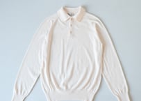 【エクリュ】強撚 ロングニットポロ
