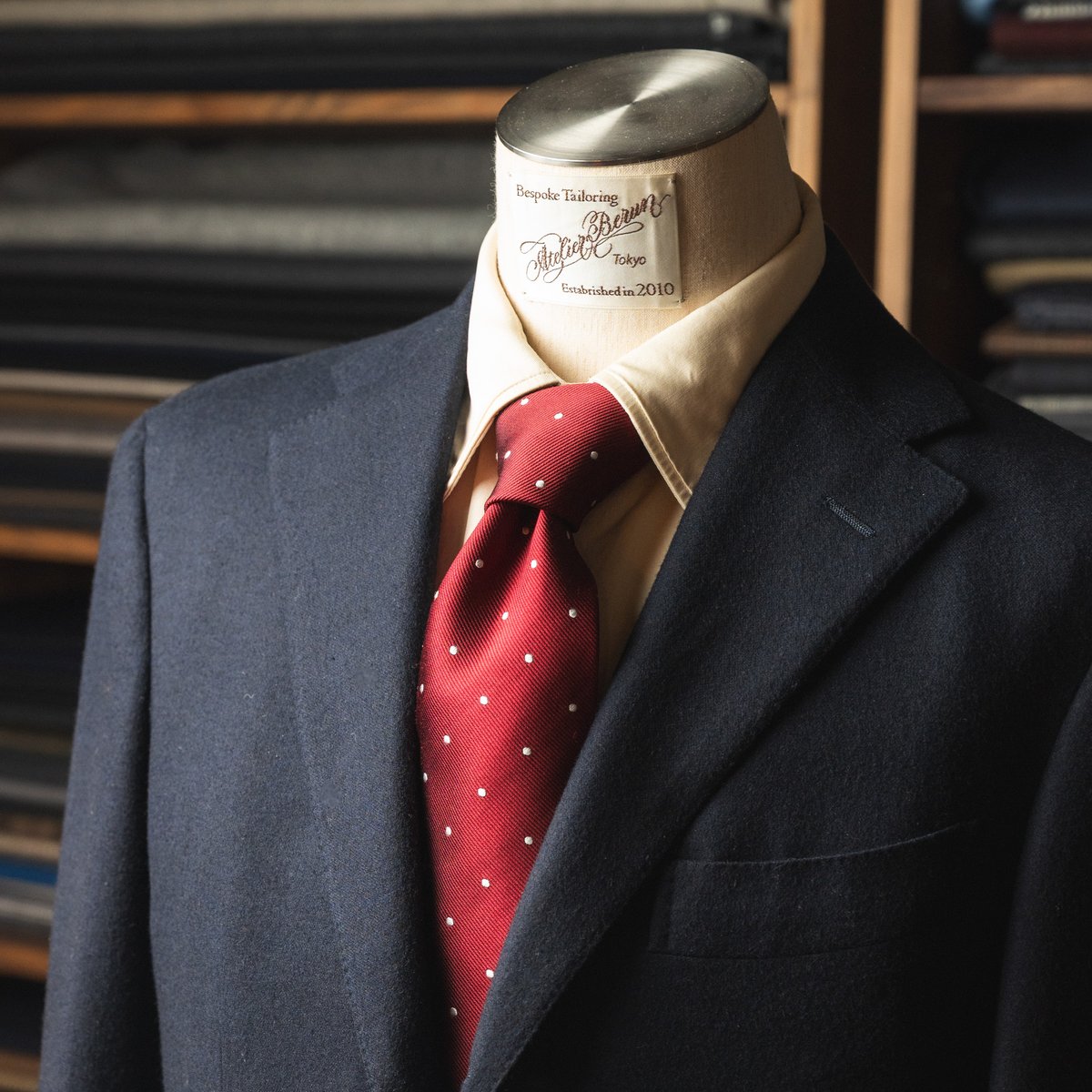 Atelier BERUN グレイッシュブラウン ウールタイ Atelier BERUN グレイッシュブラウン ウールタイ Atelier BERUN