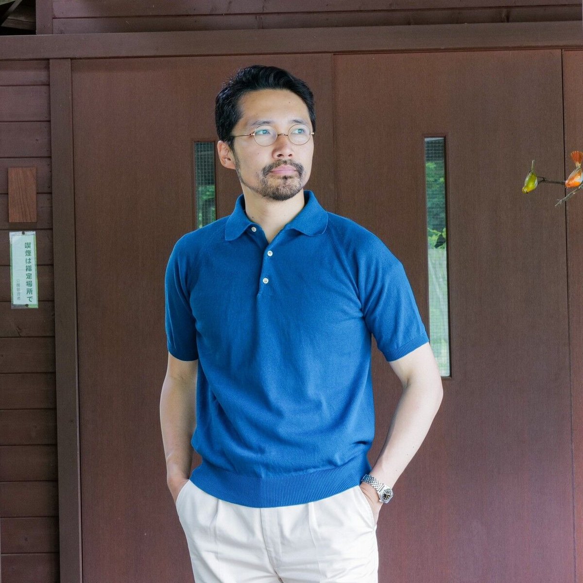 アトリエベルン　半袖ニットポロ S グリーン アトリエベルン 半袖ニットポロ S グリーン