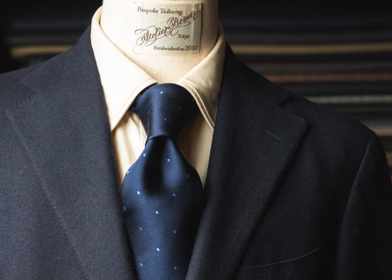 ネイビー/ブルー ドットタイ | Atelier BERUN