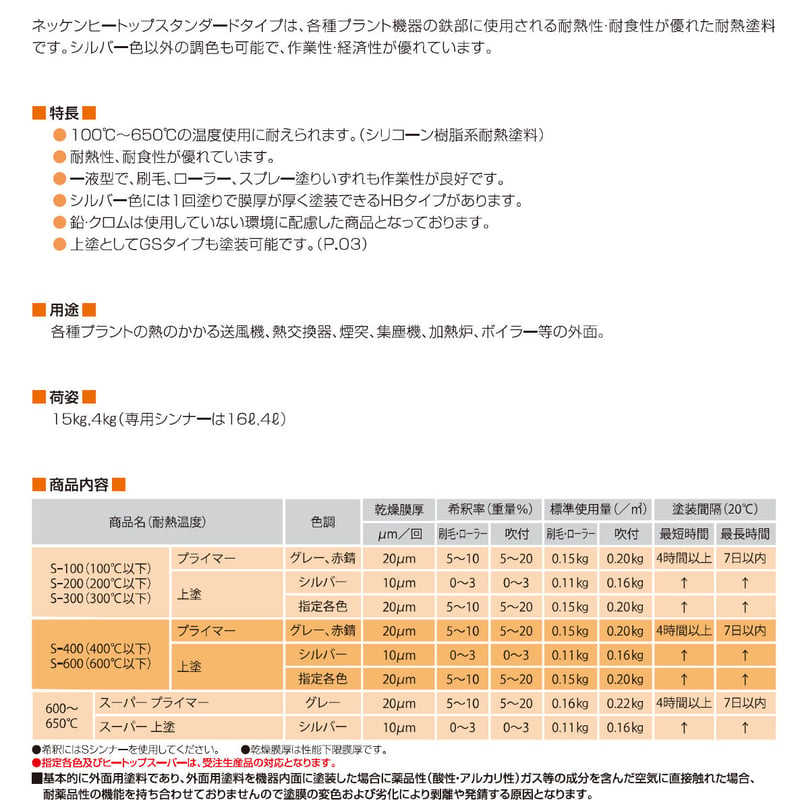 ヒートップスタンダードS-200上塗り/シルバー（容量15K） | yunipen's