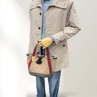 キャンバス丸底トートバッグ（ハンドメイド／キャンバス／帆布／ハンドバッグ／大容量）