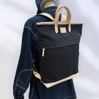 《キャンバス×レザー》薄型リュック（ハンドメイド／キャンバス／帆布／ヌメ革／薄型）