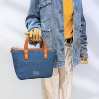 《キャンバス×レザー》2WAYスクエアトートバッグSサイズ（ハンドメイド／キャンバス／帆布）