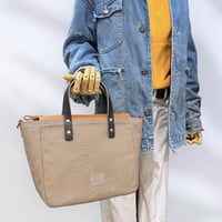 《キャンバス×レザー》2WAYスクエアトートバッグMサイズ（ハンドメイド／キャンバス／帆布）