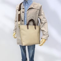 レザー2wayトートバッグ（ハンドメイド／裏地付き／肩掛け／ファスナー／マチ広め）