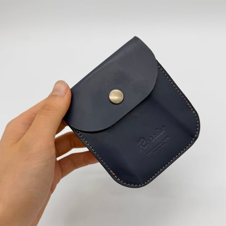 レザーフラップコインケース付二つ折りウォレット（ハンドメイド／コンパクト／裏地付／ギフト対応）