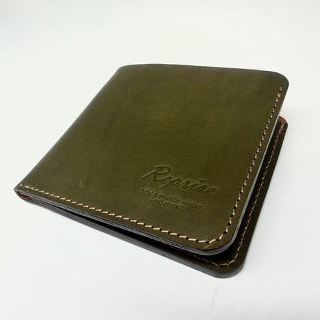 レザーＬ型コインケース付二つ折りウォレット（ハンドメイド／コンパクト／薄型／裏地付／ギフト対応）