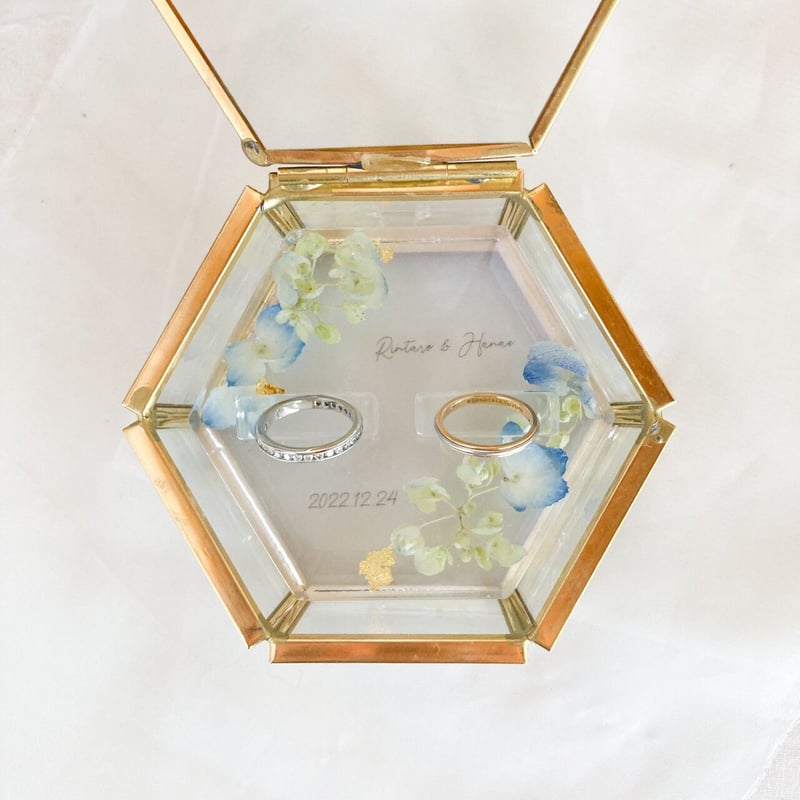 紫陽花のレジンリングピロー×ゴールドガラスケース | yukimintaka's STORE