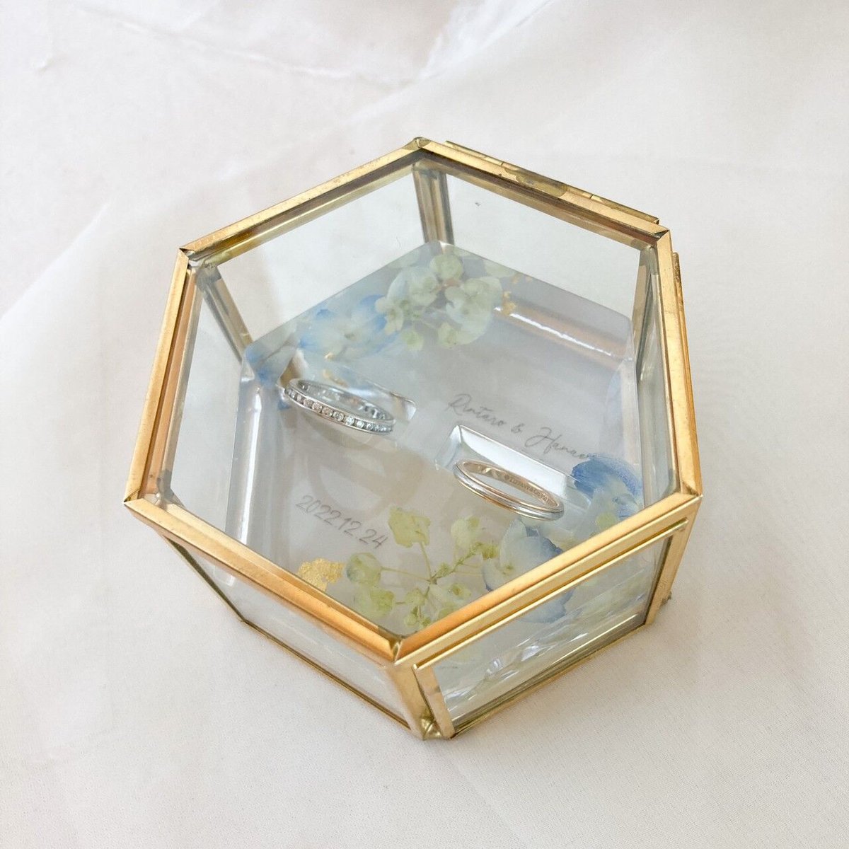 紫陽花のレジンリングピロー×ゴールドガラスケース | yukimintaka's STORE