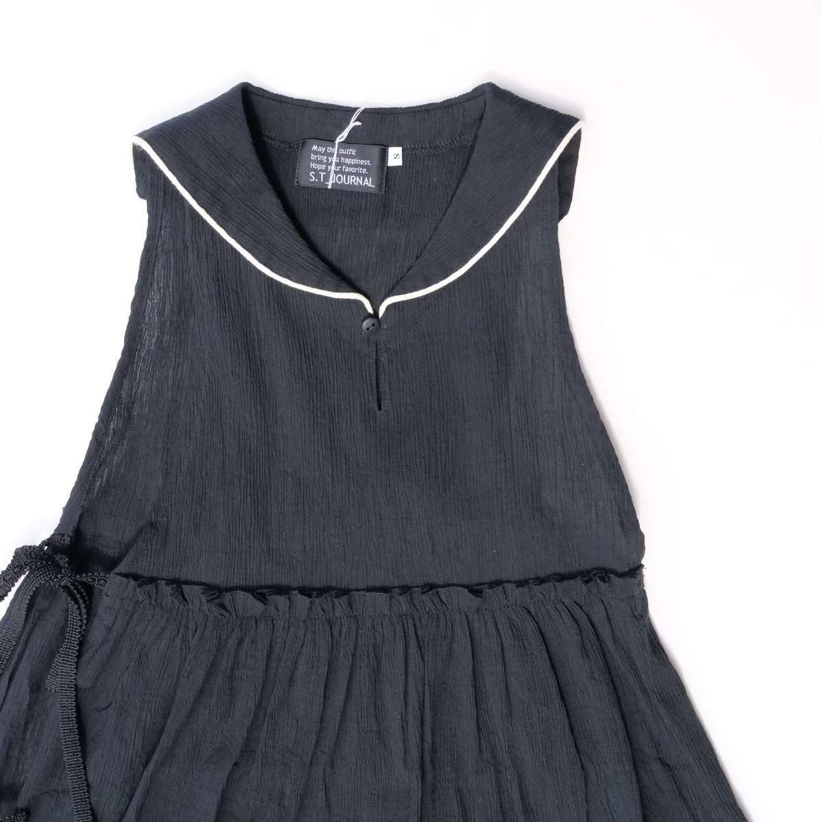 完売❤️黒archivio ポロスタイルワンピース ◇受注商品◇姫袖ボレロ付き配色切り替えデコラティブワンピース