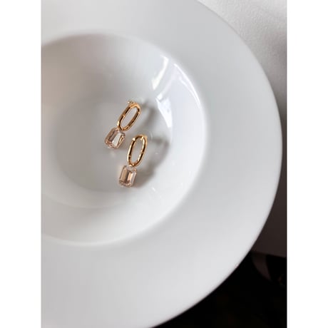 CREZUS Paris | ATLAS Pierced Earrings ( Beige/Gold )