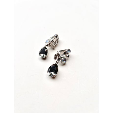CREZUS Paris | 23H15 Clip Earrings ( Crystal / Silver )
