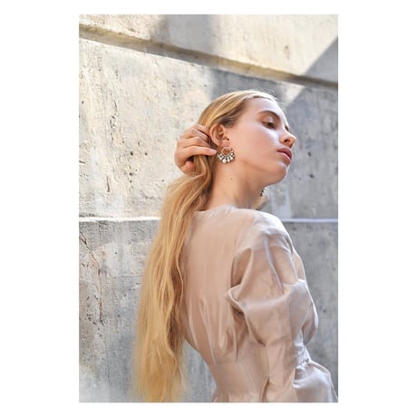 CREZUS Paris : NEBULA Pierced Earrings  ( Crystal / Silver )