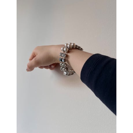 CREZUS Paris | S40 2RANKS Bracelet (crystal, silver & pearl)