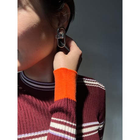CREZUS Paris : CARA Pierced Earrings ( Beige / Gold )