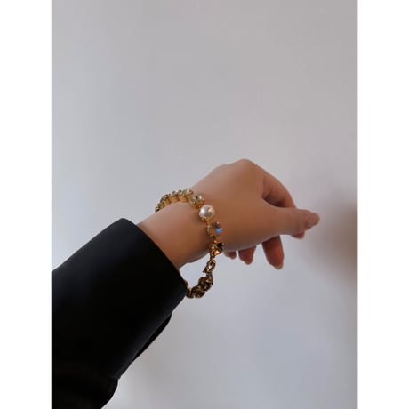 CREZUS Paris | S40 Bracelet (crystal & pearl / Gold)