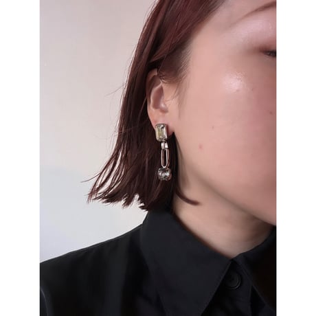 CREZUS Paris | 23H17 SHORTER Pierced Earrings (SilverShade / Silver)