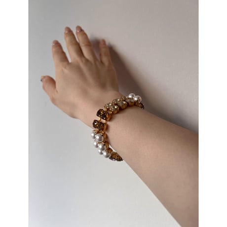 CREZUS Paris | S40 2RANKS Bracelet (Beige / Gold)