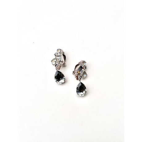 CREZUS Paris | 23H15 Clip Earrings ( Crystal / Silver )