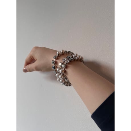 CREZUS Paris | S40 2RANKS Bracelet (crystal, silver & pearl)