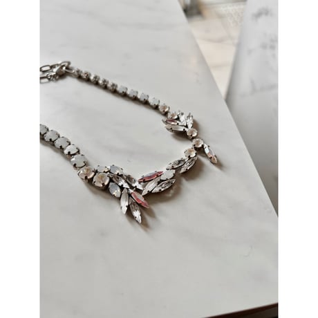 CREZUS Paris | 20E42 Necklace  ( White Crystal / Palladium )