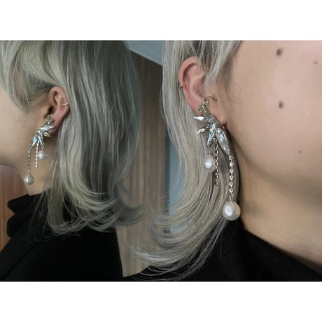 BAGHERA Clip Pierced Earrings ( Green / Silver )