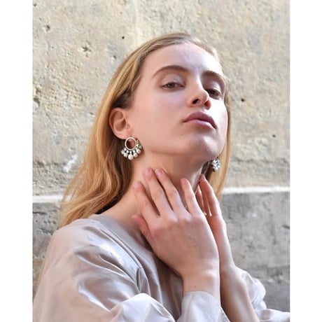 CREZUS Paris : NEBULA Pierced Earrings  ( Crystal / Silver )