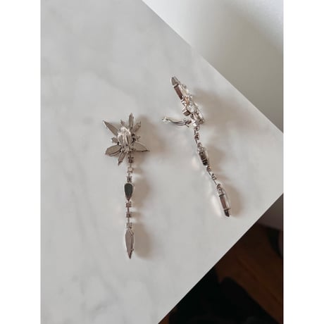 CREZUS Paris | PANORAMA Clip Earrings  ( Crystal / Silver )