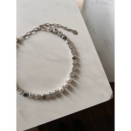 CREZUS Paris | S40 Necklace (crystal, silver & pearl)