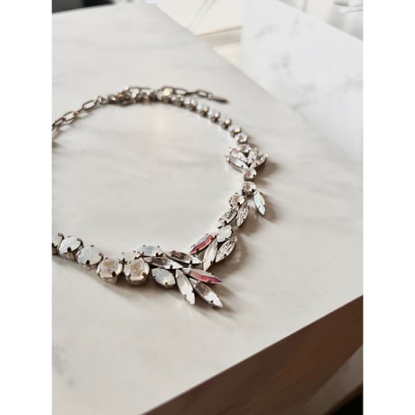 CREZUS Paris | 20E42 Necklace  ( White Crystal / Palladium )