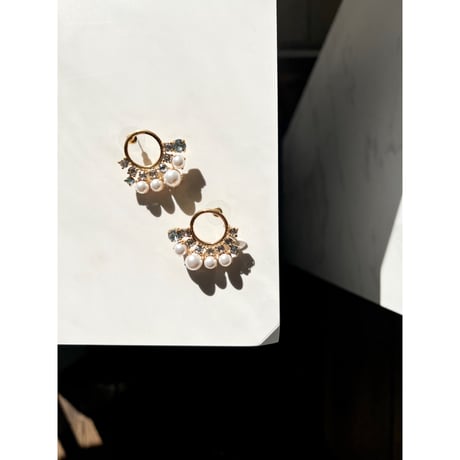 CREZUS Paris | NEBULA Pierced Earrings ( Crystal / Gold )