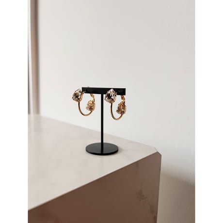 CREZUS Paris | ERA Hoop Earrings ( Beige / Gold )