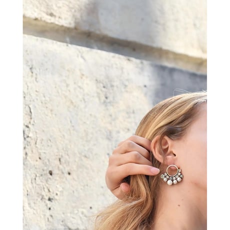 CREZUS Paris : NEBULA Pierced Earrings  ( Crystal / Silver )