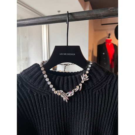 CREZUS Paris | 20E42 Necklace  ( White Crystal / Palladium )