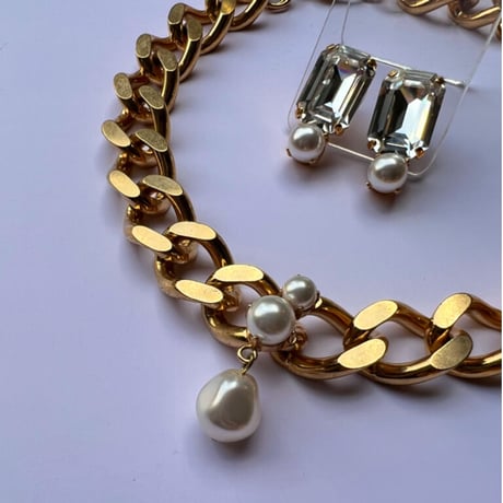 CREZUS Paris | ARUME Pierced Earrings ( Crystal / Gold )