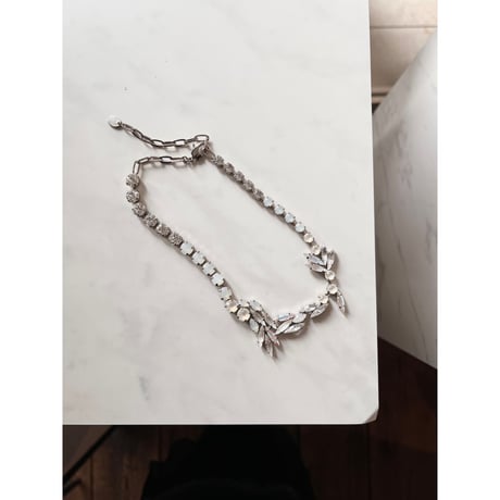 CREZUS Paris | 20E42 Necklace  ( White Crystal / Palladium )