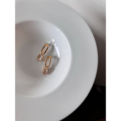 CREZUS Paris | ATLAS Pierced Earrings ( Beige/Gold )