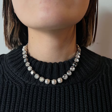 CREZUS Paris | S40 Necklace (crystal, silver & pearl)