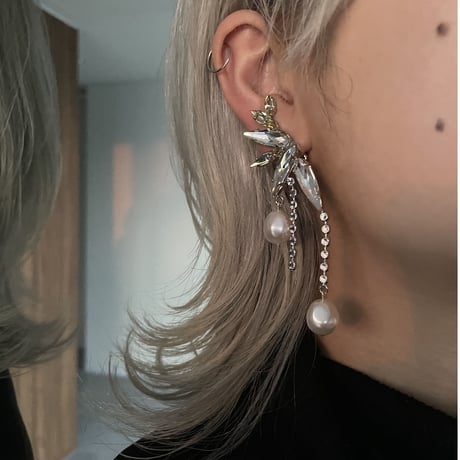 BAGHERA Clip Pierced Earrings ( Green / Silver )