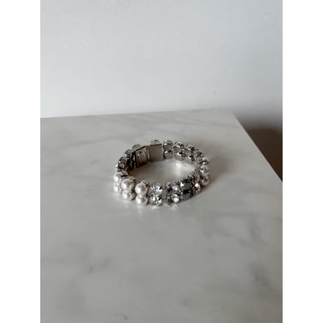 CREZUS Paris | S40 2RANKS Bracelet (crystal, silver & pearl)