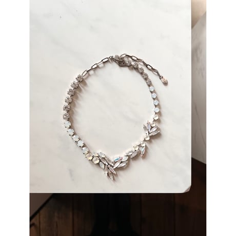 CREZUS Paris | 20E42 Necklace  ( White Crystal / Palladium )