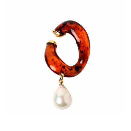 BEATRIZPALACIOS Madrid | Magma and Pearl Link Medium Ear cuff (Brown)