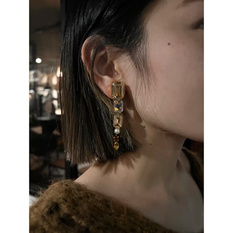 CREZUS Paris : 22H18 Clip Earrings ( Champagne / Pearl)