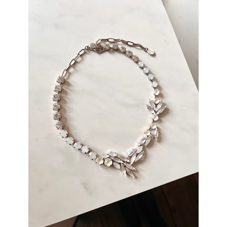 CREZUS Paris | 20E42 Necklace  ( White Crystal / Palladium )