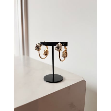 CREZUS Paris | ERA Hoop Earrings ( Beige / Gold )